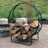 Modern Black Metal Indoor Outdoor Firewood Holder Log Rack