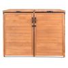 Outdoor Solid Wood Trash Can Garbage Bin Storage Shed - Holds 2 Trash Bins