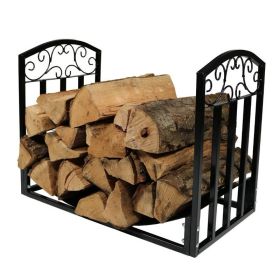 Black Metal Indoor Outdoor 2-Ft Firewood Holder Log Rack