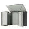 Outdoor Black Galvanized Steel Trash Can Storage Shed - Holds 2 Garbage Bins