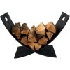 Black Indoor/Outdoor 30 inch Steel Powder Coated Firewood Log Storage Rack