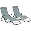 2 Piece Stackable Portable Patio Chaise Lounger with Rocking Design