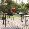 Patio Dining Table Black 63"x31.5"x29.1" Steel and Tempered Glass