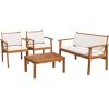 Flamaker Patio Furniture 4 Piece Outdoor Acacia Wood Patio Conversation Sofa Set with Table & Cushions Porch Furniture