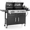 Sophia & William Charcoal and Propane Gas Grill Combo with Side Burner & Porcelain-Enameled Cast Iron Grate, Dual Fuel BBQ Grill