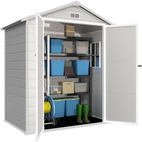 Resin Shed 6x4.4FT,Plastic Shed,Outdoor Storage Shed for Garden Tool,Waterproof Resin Shed with Floor,Lockable Doors for Patio