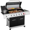 Royal Gourmet GA6402H 6-Burner Propane Gas Grill with Sear Burner and Side Burner, 74,000 BTU, Cabinet Style Outdoor BBQ Grill