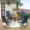 5 Piece Patio Dining Set with 4 Swivel Dinings Chairs & 1 Wood-Like Dinings Table, Outdoor Patio Dining Table Chair Set