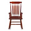 Patio Rocking Chair Solid Wood, Outdoor Porch Rocker Chair with Wooden Frame, Indoor Wooden Rocking Chair for Garden Backyard Balcony, Brown