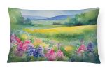 State Watercolor Flowers Throw Pillow Throw Pillow for Indoor Couch Bed Outdoor Patio Washable, Massachusetts Mayflowers 1670,12Hx16W