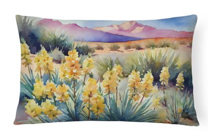 State Watercolor Flowers Throw Pillow Throw Pillow for Indoor Couch Bed Outdoor Patio Washable, New Mexico Yucca Flower 1690,12Hx16W