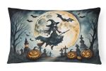 More Spooky Halloween Throw Pillow Throw Pillow for Indoor Couch Bed Outdoor Patio Washable, Flying Witch 2218,12Hx16W