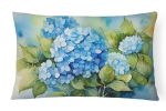 Flowers in Watercolor Throw Pillow Throw Pillow for Indoor Couch Bed Outdoor Patio Washable, Hydrangeas 1580,12Hx16W