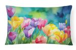 Flowers in Watercolor Throw Pillow Throw Pillow for Indoor Couch Bed Outdoor Patio Washable, Freesias 1566,12Hx16W