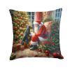 Gordon Setter and Santa Claus Throw Pillow Machine Washable, Indoor Outdoor Decorative Pillow for Couch, Bed or Patio, 14Hx14W