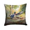 Wood Duck Throw Pillow Machine Washable, Indoor Outdoor Decorative Pillow for Couch, Bed or Patio, 14Hx14W