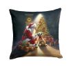 Cairn Terrier and Santa Claus Throw Pillow Machine Washable, Indoor Outdoor Decorative Pillow for Couch, Bed or Patio, 14Hx14W