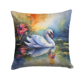 Swan Throw Pillow Machine Washable, Indoor Outdoor Decorative Pillow for Couch, Bed or Patio, 14Hx14W