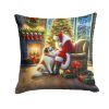 Great Pyrenees and Santa Claus Throw Pillow Machine Washable, Indoor Outdoor Decorative Pillow for Couch, Bed or Patio, 14Hx14W