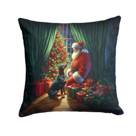 Doberman Pinscher and Santa Claus Throw Pillow Machine Washable, Indoor Outdoor Decorative Pillow for Couch, Bed or Patio, 14Hx14W