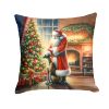 Greyhound and Santa Claus Throw Pillow Machine Washable, Indoor Outdoor Decorative Pillow for Couch, Bed or Patio, 14Hx14W