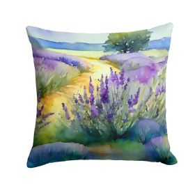 Lavender in Watercolor Throw Pillow Machine Washable, Indoor Outdoor Decorative Pillow for Couch, Bed or Patio, 14Hx14W