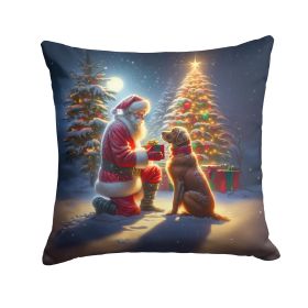 Chesapeake Bay Retriever and Santa Claus Throw Pillow Machine Washable, Indoor Outdoor Decorative Pillow for Couch, Bed or Patio, 14Hx14W