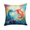 Seahorses Throw Pillow Machine Washable, Indoor Outdoor Decorative Pillow for Couch, Bed or Patio, 14Hx14W