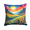 Colorful Buttercups Throw Pillow Machine Washable, Indoor Outdoor Decorative Pillow for Couch, Bed or Patio, 14Hx14W