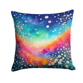 Colorful Gypsophila Throw Pillow Machine Washable, Indoor Outdoor Decorative Pillow for Couch, Bed or Patio, 14Hx14W