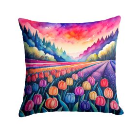 Colorful Hyacinths Throw Pillow Machine Washable, Indoor Outdoor Decorative Pillow for Couch, Bed or Patio, 14Hx14W