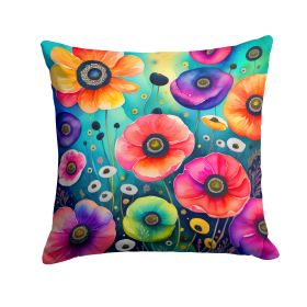 Colorful Anemones Throw Pillow Machine Washable, Indoor Outdoor Decorative Pillow for Couch, Bed or Patio, 14Hx14W