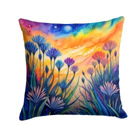 Colorful Agapanthus Throw Pillow Machine Washable, Indoor Outdoor Decorative Pillow for Couch, Bed or Patio, 14Hx14W