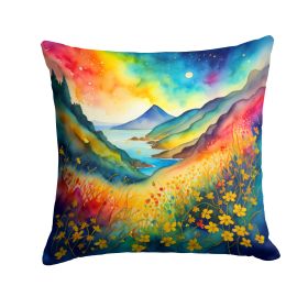 Colorful Hypericum or St. John s Wort Throw Pillow Machine Washable, Indoor Outdoor Decorative Pillow for Couch, Bed or Patio, 14Hx14W