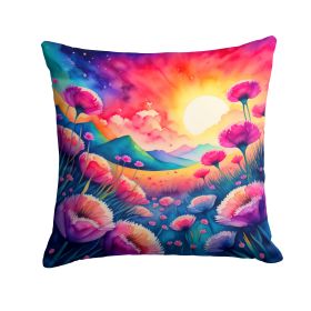 Colorful Dianthus Throw Pillow Machine Washable, Indoor Outdoor Decorative Pillow for Couch, Bed or Patio, 14Hx14W