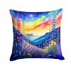 Colorful Delphinium Throw Pillow Machine Washable, Indoor Outdoor Decorative Pillow for Couch, Bed or Patio, 14Hx14W