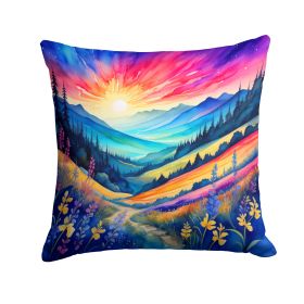 Colorful Annual Larkspur Throw Pillow Machine Washable, Indoor Outdoor Decorative Pillow for Couch, Bed or Patio, 14Hx14W