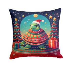 Turtle Christmas Throw Pillow Machine Washable, Indoor Outdoor Decorative Pillow for Couch, Bed or Patio, 14Hx14W