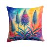 Colorful Eryngium Throw Pillow Machine Washable, Indoor Outdoor Decorative Pillow for Couch, Bed or Patio, 14Hx14W