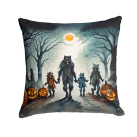 Werewolves Spooky Halloween Throw Pillow Machine Washable, Indoor Outdoor Decorative Pillow for Couch, Bed or Patio, 14Hx14W