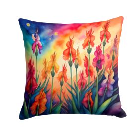 Colorful Gladiolus Throw Pillow Machine Washable, Indoor Outdoor Decorative Pillow for Couch, Bed or Patio, 14Hx14W