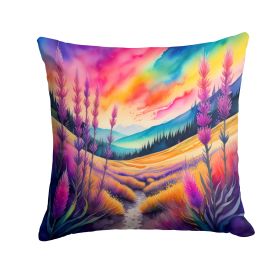 Colorful Liatris Throw Pillow Machine Washable, Indoor Outdoor Decorative Pillow for Couch, Bed or Patio, 14Hx14W