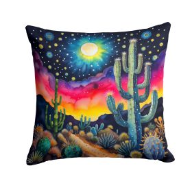 Colorful Queen of the Night Cactus Throw Pillow Machine Washable, Indoor Outdoor Decorative Pillow for Couch, Bed or Patio, 14Hx14W