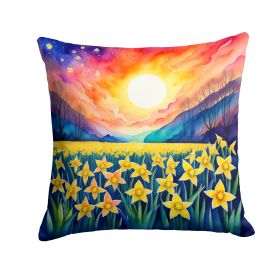 Colorful Daffodils Throw Pillow Machine Washable, Indoor Outdoor Decorative Pillow for Couch, Bed or Patio, 14Hx14W