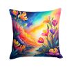 Colorful Freesia Throw Pillow Machine Washable, Indoor Outdoor Decorative Pillow for Couch, Bed or Patio, 14Hx14W