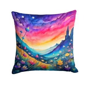 Colorful Campanula Throw Pillow Machine Washable, Indoor Outdoor Decorative Pillow for Couch, Bed or Patio, 14Hx14W