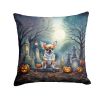 Chihuahua Spooky Halloween Throw Pillow Machine Washable, Indoor Outdoor Decorative Pillow for Couch, Bed or Patio, 14Hx14W