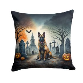 Belgian Malinois Spooky Halloween Throw Pillow Machine Washable, Indoor Outdoor Decorative Pillow for Couch, Bed or Patio, 14Hx14W