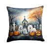 American Eskimo Spooky Halloween Throw Pillow Machine Washable, Indoor Outdoor Decorative Pillow for Couch, Bed or Patio, 14Hx14W