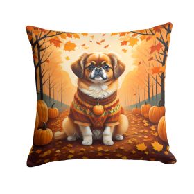 Tibetan Spaniel Fall Throw Pillow Machine Washable, Indoor Outdoor Decorative Pillow for Couch, Bed or Patio, 14Hx14W